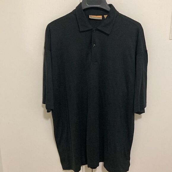 Bobby Chan Men’s Collared Silk Blend Black Short Sleeve Golf Shirt. Size Medium - Picture 1 of 8